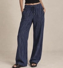 Athleta Womens Retreat Wide Leg 100% Linen Pants Size L Lightweight NWT picture