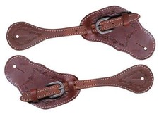 Showman Men's Leather Spur Straps w/ Barbed Wire Tooling picture