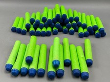 Nerf N-Strike Elite Dart Refills Pack of 50 used lime green with blue tip picture