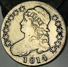 1814 Capped Bust Half Dollar 50C 90% Silver Ungraded US Coin CC28903 picture