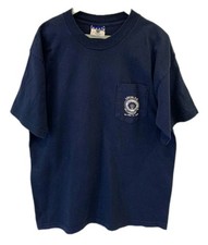 Vtg IBEW Local Union 812 Williamsport PA T Shirt L Navy Blue Pocket USA Made #80 picture