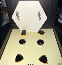 Vines of Sparkle London blue topaz 925 Sterling Silver, black onyx 4 pairs picture
