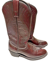JB Dillion Burgundy Leather Cowboy Boots Mens 7D.  New without Box picture