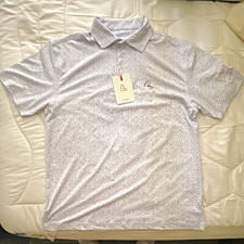 Rhoback The Mulligan Performance Polo Mens Medium NWT Golf White Coastal Blue picture