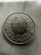 Switzerland 1982B  2 Francs Au.-About Unc. Silver Coin KM# 21 - Key Date picture