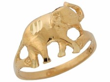 10k or 14k Yellow Gold Gorgeous Majestic Elephant Animal Ladies Ring picture