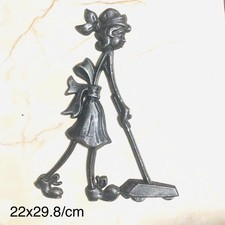 Vintage Sexton 1971 Woman Vacuuming Metal Wall Hanging picture