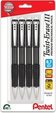 Pentel Twist-Erase III Mechanical Pencil, (0.7mm), Black Barrel, Pack of 4 picture