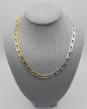 MAYAMAR Two-Tone Paperclip Necklace 24K Gold Plated NWT Box 14