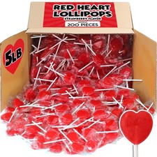 Red Heart Lollipops, 5 lb Bulk, 200 Individually Wrapped Candy 5 Pounds, red picture