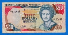 Bermuda $50 1997 P-48 QE II Circulated Banknote  C/1 830447 RARE picture