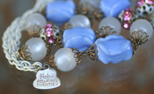 Vintage HOBÉ “Roaring Twenties” Necklace Blue Floral Beads Pink Rhinestones picture