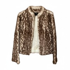 LANVIN COLLECTION RABBIT FUR SHORT JACKET COAT SPAIN ORIGIN LEOPARD SIZE FR36 S picture