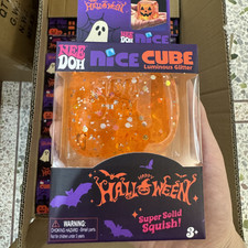 NeeDoh Nice Cube Halloween Limited Edition Luminous Glitter Orange Squish Toy picture