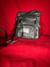 Nicole By Nicole Miller Black Faux Leather Crossbody Bag Multiple Pockets  30-12 picture