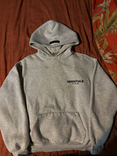 Essentials Men’s Pullover Hoodie Logo Pocket Cotton Gray Size L picture