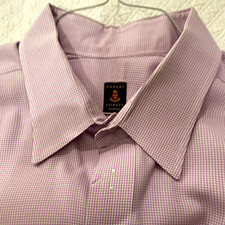 Robert Talbott Bespoke Men’s L Cotton Shirt Purple/White Check LS picture