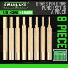 8 Pieces Brass Drive Pin Punches Set Gunsmith Drift Pin Jeweler Roll Up Case picture