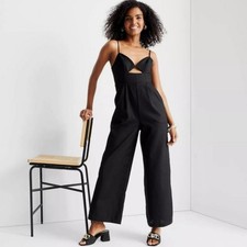 Future Collective Jenny Lopez Black Cut-Out Wide Leg Jumpsuit Womens 2 NEW picture