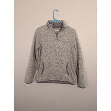 1/4 Zip Pullover Sweater Grey Size Medium Hiking Outdoors Cozy picture