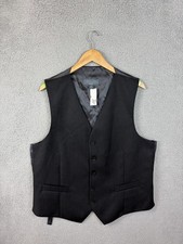 Pronto Uomo Platinum Vest Mens XL Black 100% Wool Suit Waistcoat Belted Back New picture