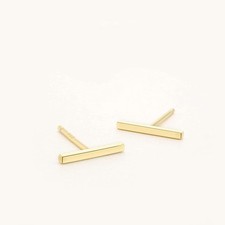 Lavishe 925 Plain Sterling Silver Flat Bar Stud Earrings picture