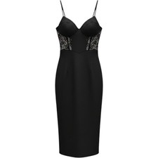 Bardot Black Lace Bustier Midi Dress XS US4 Pencil Sheer Lace Accents NWT picture