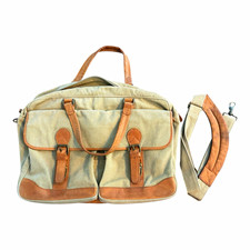 Vintage L.L. Bean Canvas Leather Briefcase Messenger Bag Laptop Satchel Strap picture