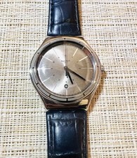 Swatch YWS415 Eppendorf Grey Dial Black Leather Strap Men's Watch picture