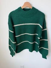 Zenana Women’s Hunter Green Stripe Long Sleeve Sweater Size S-L picture