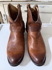 Frye Women's Wyatt Harness Short Ankle Western Cowboy Boots Tan Pull On 76683 9 picture