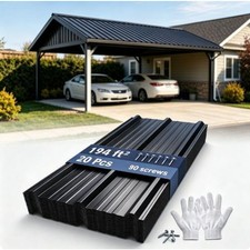 20Pcs Metal Roof Panels 70.9x19.8“ 29Ga W/ Anti-Siphon Groove Purlin Bearing Leg picture