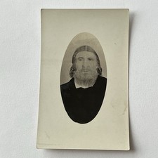 Antique RPPC Real Photograph Postcard Folk Art Portrait Painting Bearded Man picture