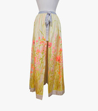 1950s Vintage Floral Sheer Overlay Skirt with Satin Ribbon Tie Waist  S picture
