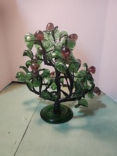 MCM Venetian Murano Style Blown Glass Fruit Tree Art Sculpture 12”x12”x12” picture