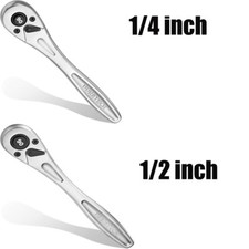DURATECH 1/2 /1/4 Ratchet Handle 90-Tooth Socket Wrench Quick-release Polished picture