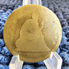 1860-S Seated Liberty Quarter 25c - Key Date - San Francisco Mint - AG Details picture
