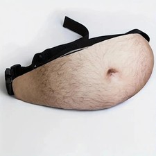 Funny Fake Belly Waist Bag Novelty Fanny Pack Dad Bod Belly Pouch PU Leather picture