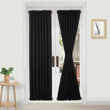 French Door Curtains Rod Pocket Thermal Blackout 25 W x 72 L Black DWCN Doors picture