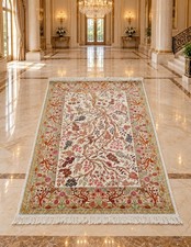 Handmade Persian Silk Tree of Life Floral Area Rug Ivory one of the kind picture