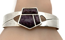 Designer DTR Jay King Purple Gemstone Cuff Bracelet Sz 7.25 Modernist Abstract picture