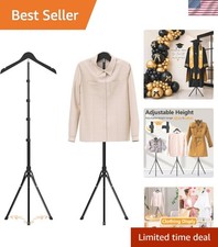 Elegant Adjustable Clothing Display Stand - 32-63 Inches, Dual-Material Design picture