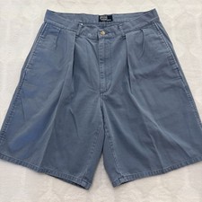 VTG Polo Ralph Lauren Chino Shorts Men’s 32 Blue Pleated Made in USA 8