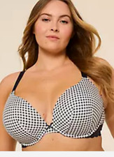 Lane Bryant Cacique 42DD Black Gingham Underwire T-Shirt picture