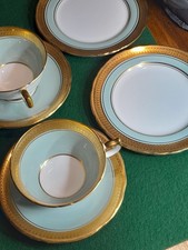 Vintage Aynsley 7364 , 9 cups and saucers and 9 cake or dinner bread plates picture