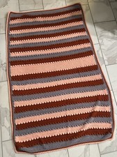Vintage Knit Afghan Crochet Blanket Throw 40” X 67” Multi Color Hand Made picture