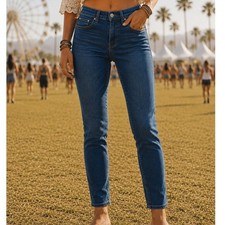 SHEIN Women Dark Wash High Waisted Skinny Jeans Size 4 Blue Denim Pants picture