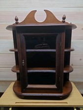 VINTAGE WOOD CURIO CABINET WALL MOUNT OR STAND ALONE 23 1/4
