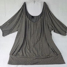 Torrid Cold Shoulder Top Womens Size 4 (4X) Gray Gold Studded Flowy Plus Size picture