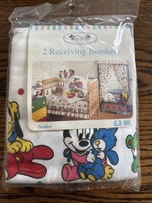 Vintage Disney Babies Mickey Minnie Mouse Baby Receiving Blanket Donald Pluto picture